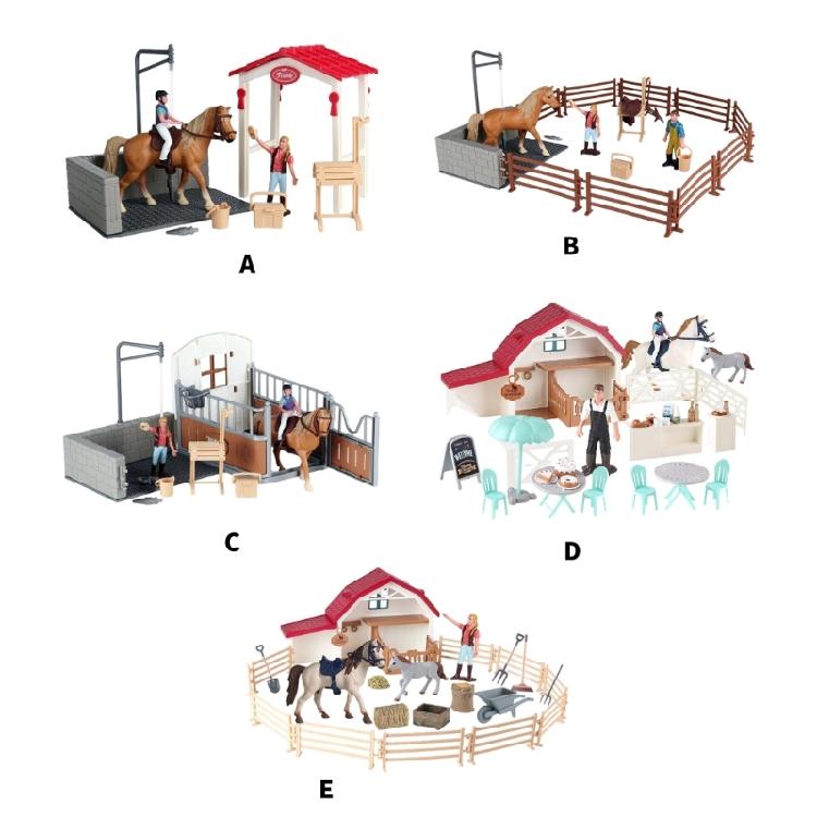 Imaginative Horse Stable Pretend Play Set Detailed Animal Models Grooming Accessories For Kids Educational Development