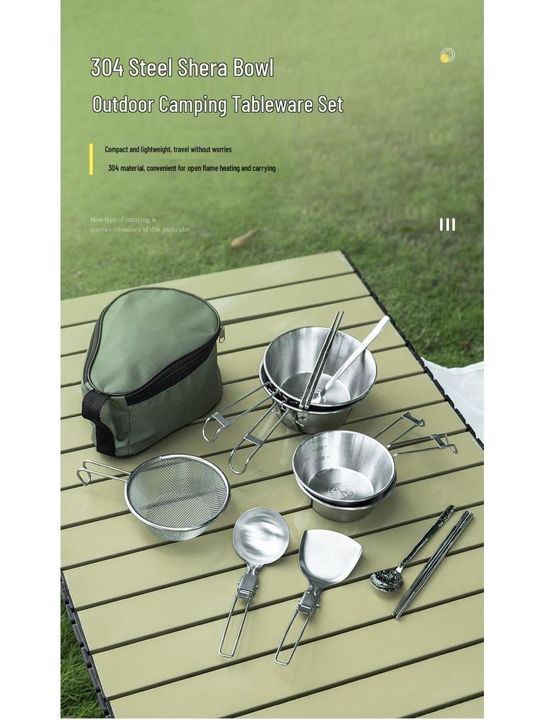 A1R Stainless Steel Camping Set: Portable Snow Cup & Folding Bowl for Outdoor Picnic & Mountaineering