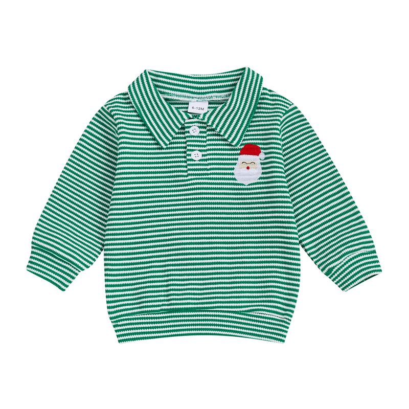 

Kids Sweatshirt Toddler Boys Girls Long Sleeve Stripes Embroidery Santa Claus Hoodie Pullover Sweatshirt Costume 2-3Y зелений