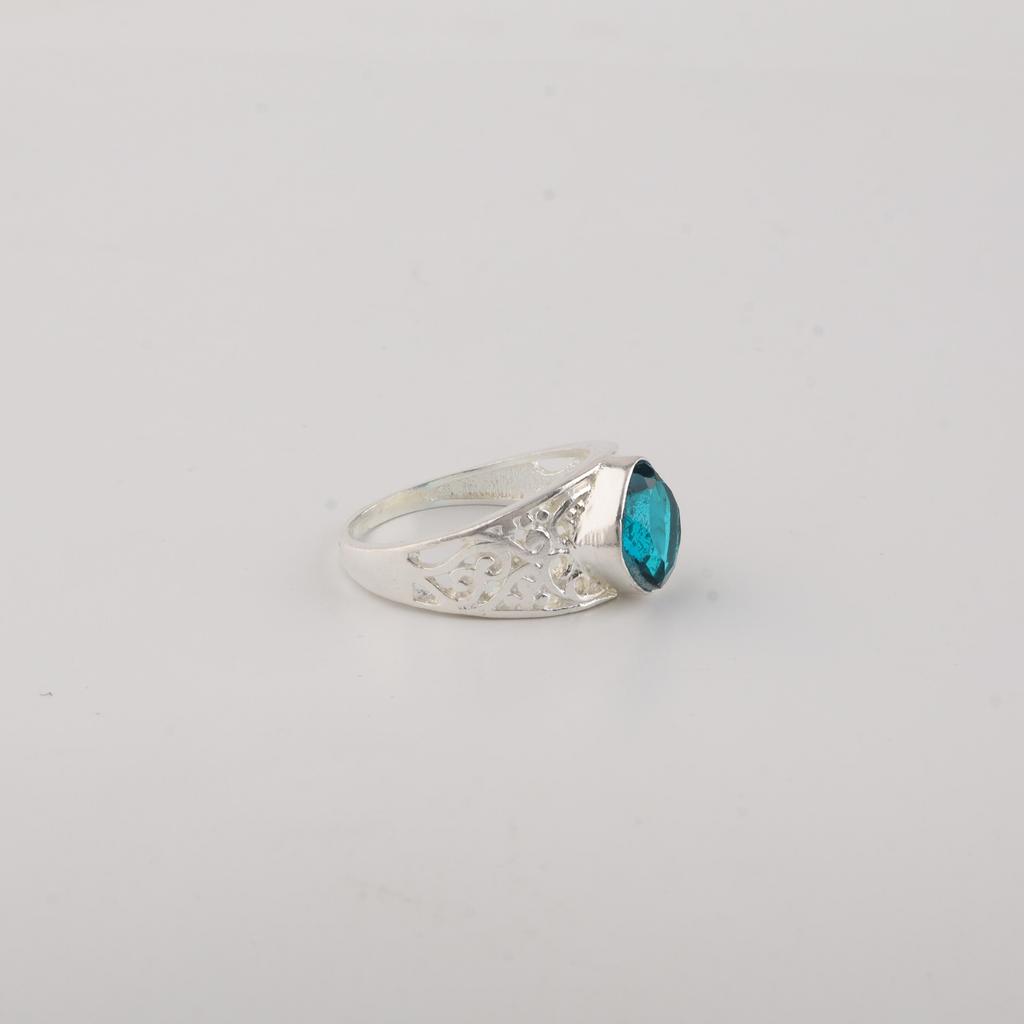 Apatite Gemstone Silver Wedding Ring, 925 Sterling Silver Jewelry, Natural Gemstone, Women's Jewelry CZR-24-1