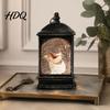 Winter Seasonal Home Decor Christmas Snow Lantern Battery Operated Swirling Water Glittering Vintage Holiday Party Table Centerpiece Santa