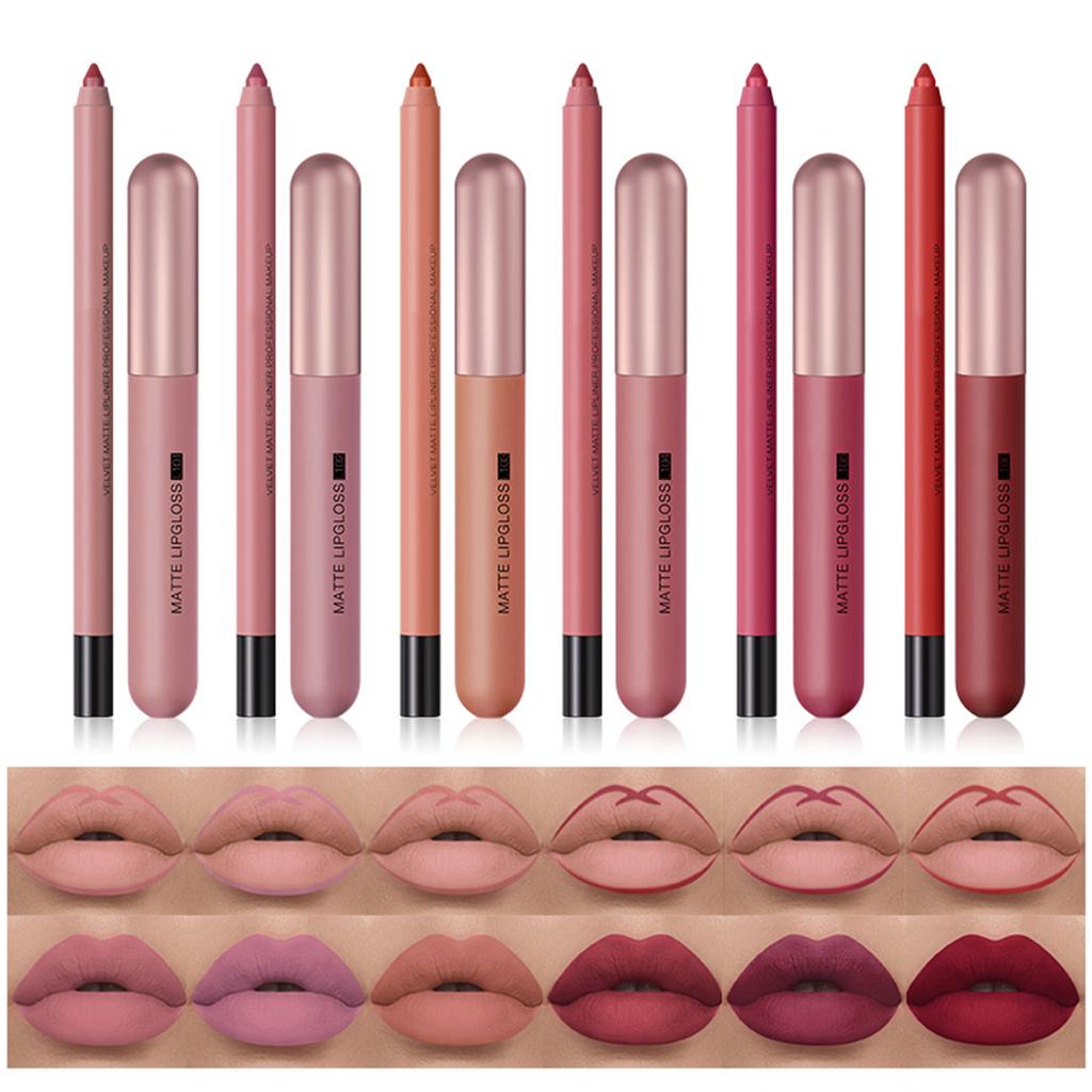 Matte Lip Gloss Lip Liner Combo 12pcs Set