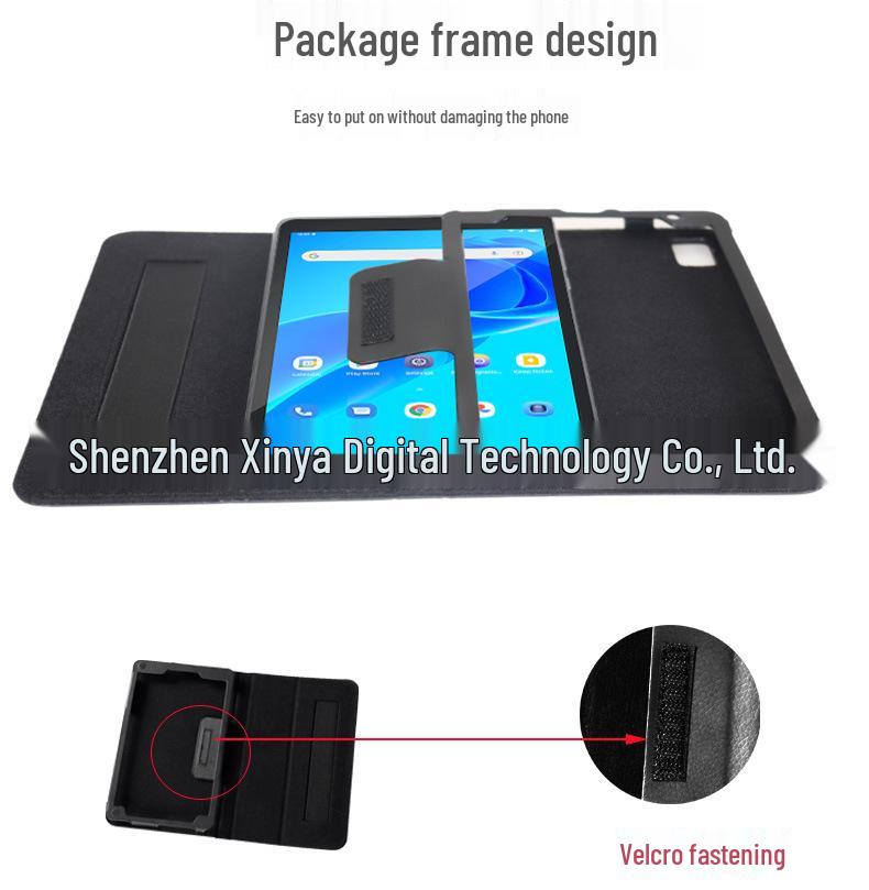 Černé kožené ochranné pouzdro Blackview Tab6 8" s opěrkou ruky a stojánkem, vzor liči, skládací design pro TAB5.