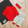 Girls Christmas Long-sleeved Letter Jumpsuit Crawl Suit Three-piece Children's Suit