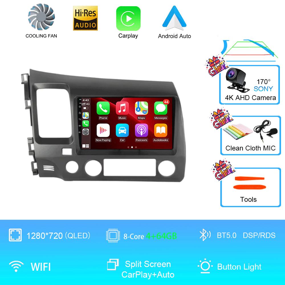 Android 14 9" DSP Car Stereo Radio For Honda Civic 8 2005 - 2012 Multimedia Video Player Navigation GPS 2 Din 4G WiFi Audio DVD