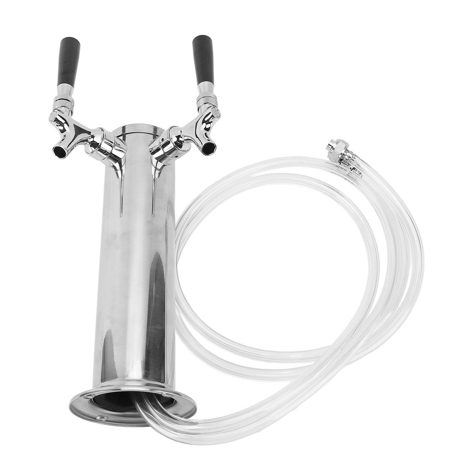 

Dual Tap Beer Kegerator Tower Stainless Steel Draft Beer Tower Dispenser Kit for Party Bar Pub Restaurant