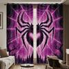2pcs Cyber Style Spider Printed Perforated Sunshade Curtains In Multiple Sizes For Living Room And Bedroom Insulation Decoration