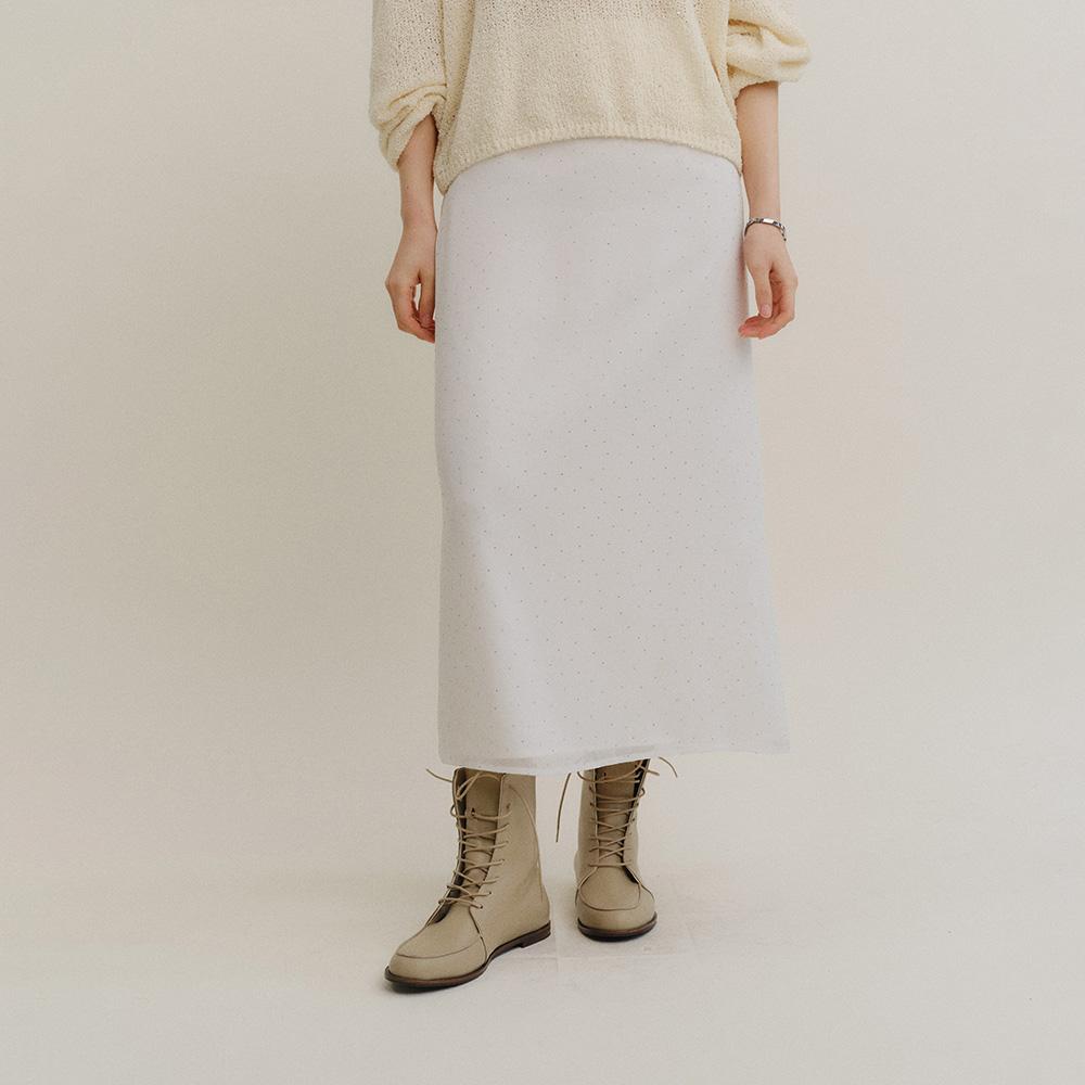 Howaseu Long Dot Beaded Skirt (Ivory)