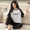 Short-sleeved long pants pajamas women's summer cartoon cute can be worn outside plaid loungewear imitation cotton suit summer thin