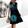 Plus Size V Neck Sleeveless Deep Valley Stream Art Print For Outdoor Leisure Walk