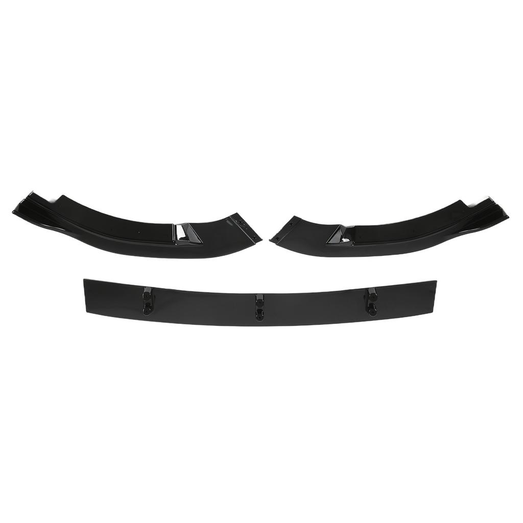 3Sections Front Bumper Splitter Lip UV Resistant Replacement for MK6 GTD 2009‑2013 Glossy Black