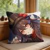 Cute Hu Tao Genshin Impact Cushion Cover Square Short Plush Pillow Case Living Room Sofa Home Decor Funda X