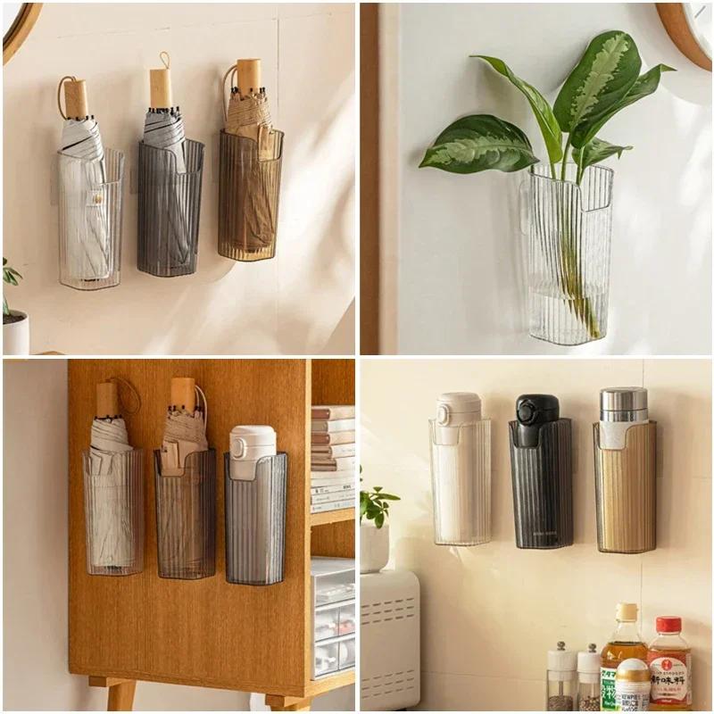 Umbrella Holder Wall Mounted Sunshade Storage Rack Living Room DoorBack Punch-Free Storage Rack for Umbrella Makeup Brush Holder