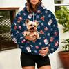 Damen Mode Weihnachtsdruck Pullover Hoodie mit großer Haustier Tasche für Freizeitkleidung