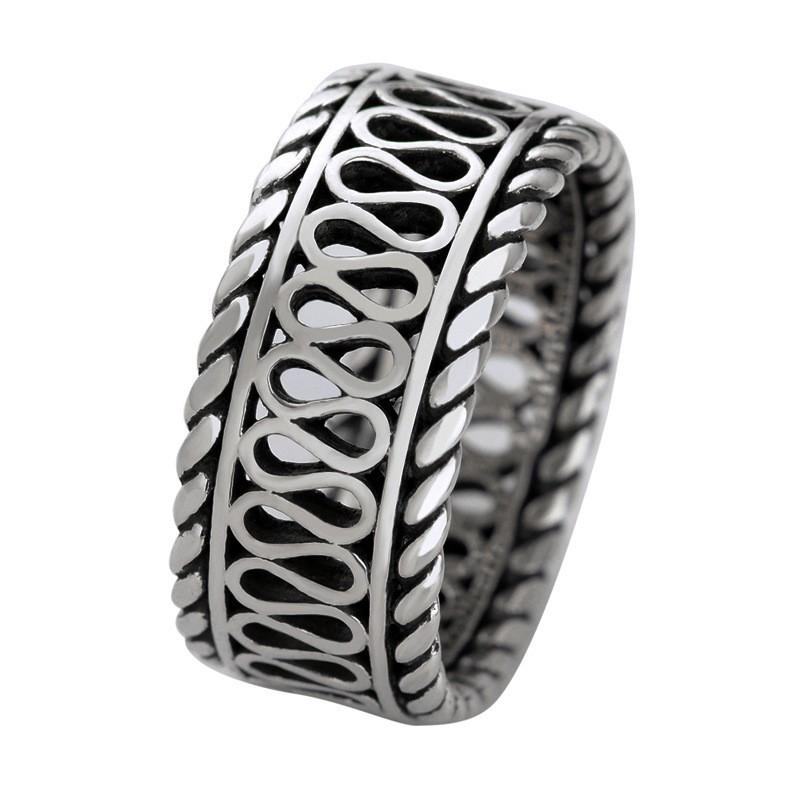 Adjustable Open Ring Men Women Sterling Geometric Hollow Design Minimalist Vintage Style Finger Adjustable Open Band