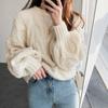 Lantern Sleeves Round Neck Twist Sweater Female Daily Casual Autumn and Winter Korean Version of Loose Thickened Twist Pullover Knitted Sweaters