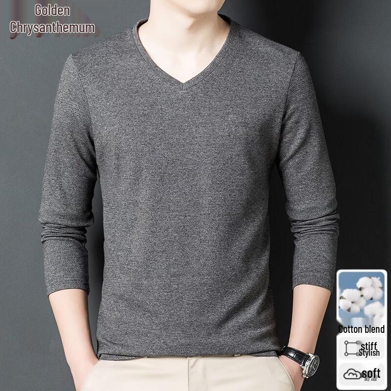 

Men s Cotton Blend V-Neck Solid Long Sleeve T-Shirt M