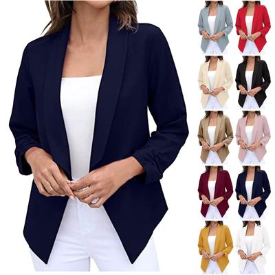 Damski garnitur Top Cardigan Kurtka Jednolity kolor Garnitur z klapami Mała kurtka Dojazdy do pracy Uniwersalny temperament