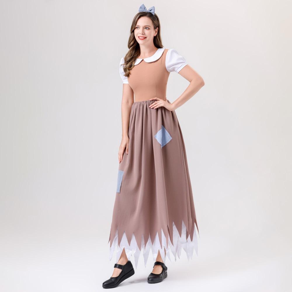 Cosplay Halloween maid dress European and American Snow White rag patch costume civilian poor stage show clothes