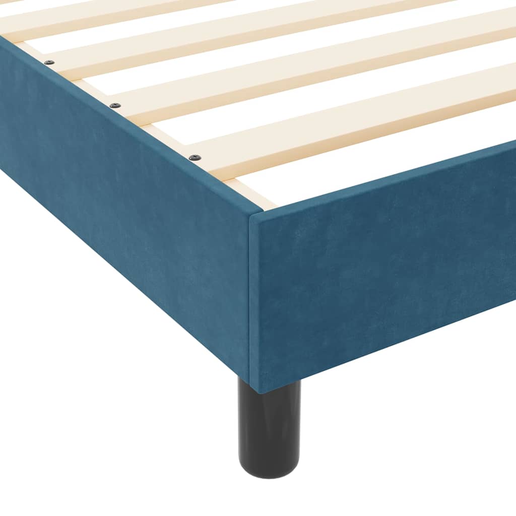 Box Spring Bed with Headboard Dark Blue 140 x 190 cm Velvet