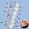 12Grids/Box Flat Back Nail Art Rhinestone 3D Effect Faux Pearl Style Round Glitters DIY Nail Rhinestones