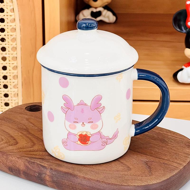 Cute Little Bear Office Girl Mug Creative Student with Lid with Spoon Water Cup Household Milk Breakfast Cup