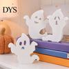 Cute Halloween Room Decor Ghost Wooden Table Sign, Spooky White Standing Modern Farmhouse Accents Block Sign for Holiday Tiered Tray Centerpiece,