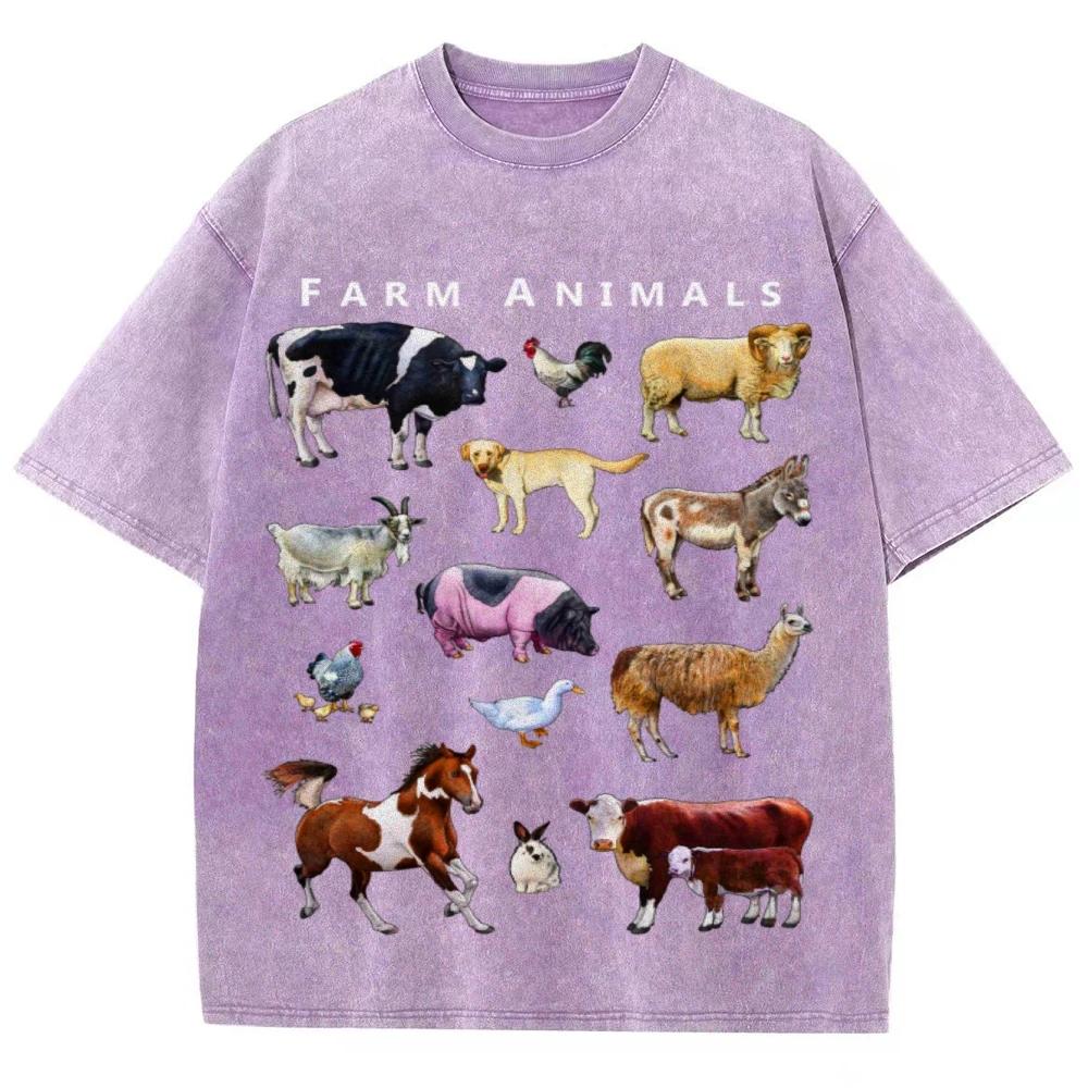 Street American Retro Cute Cow T-shirt Women Short Sleeve Round Neck Loose Casual Top Oversized Tees Large Size