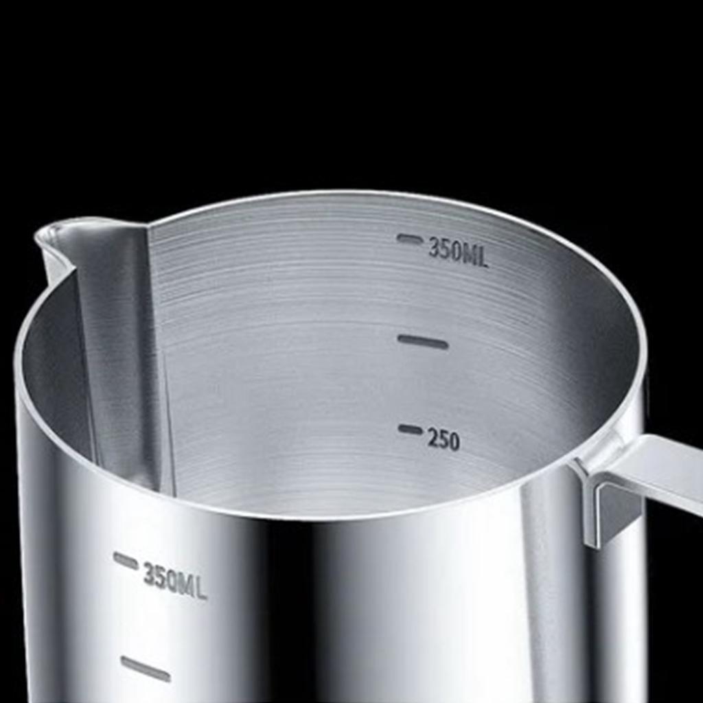 Frothing Cup 350ML Food Grade Stainless Steel Anti Slip Handle Milk Frother Pitcher with Scale