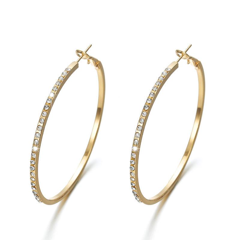 

Exaggerated flash diamond large earrings, fashionable high-end earrings, earrings, light luxury style circle diamond earrings, female source
