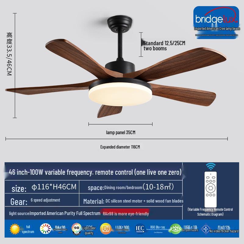 Mid-Century Walnut Ceiling Fan Light for Nordic Living Room, Bedroom, or Dining Room - Solid Wood Design