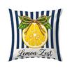 4pcs Navy Lemon Stripe Pattern Cushions Pillowcase Polyester Cushion Cover Throw Pillow Pillowcover Home Car Sofa Decor