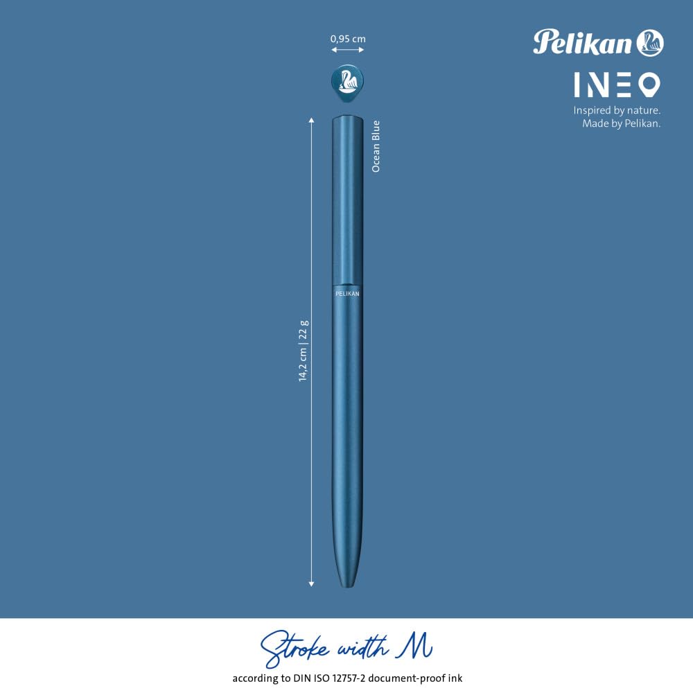 Pelikan Ineo Elements Ocean Blue Ballpoint Pen In Metal Case