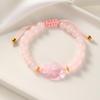Multi-color Transparent Fox Jade Glass Beaded Bracelet, Handmade Braided Rope Charm Lucky Bracelets,Women's Jewelry Gifts