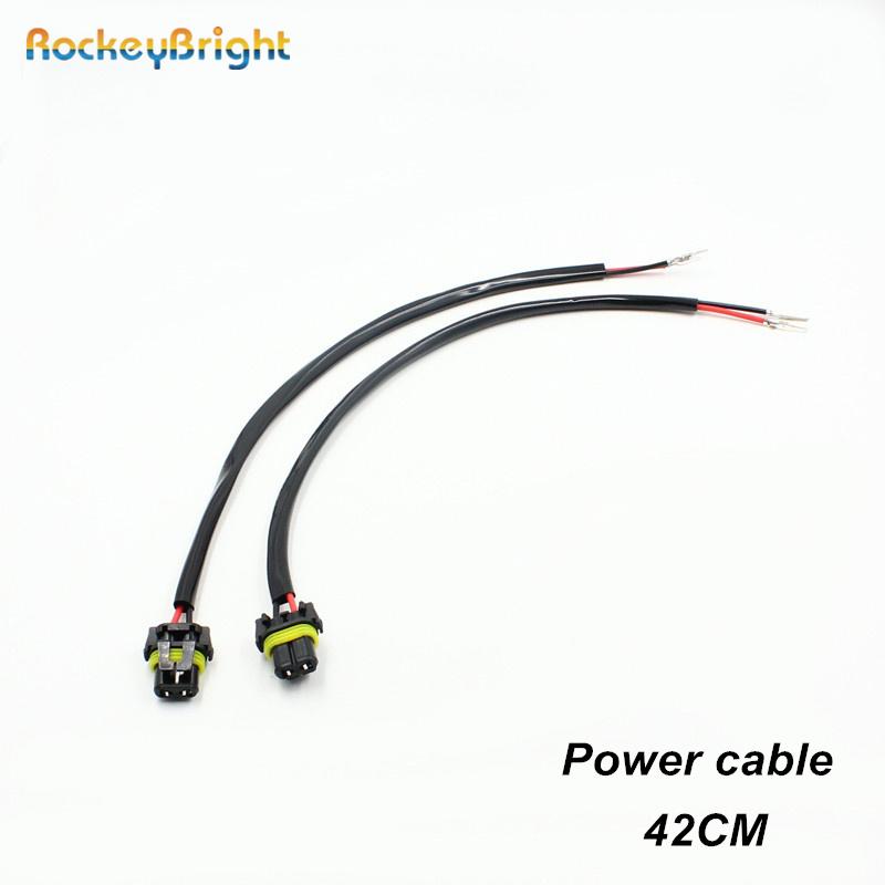 Rockeybright 2pc 12V 35W 55W HID Conversion Kit Light Bulb Wire Harness Power Plug Cord H3 H8 H9 H10 H11 880 881 Power Connector