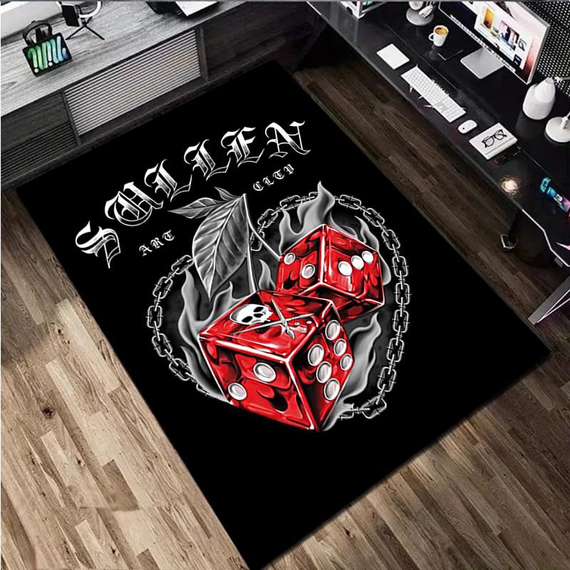 1Pc Dices Print Rug - Home Decoration Carpet For Living Room Bedroom Flooring Computer Chair Area Rug
