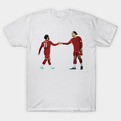 Asian Size Men Print T-shirt Mohamed Salah &Amp; Virgil Van Dijk No-Cut Heat Transfer Print Cotton Tshirt
