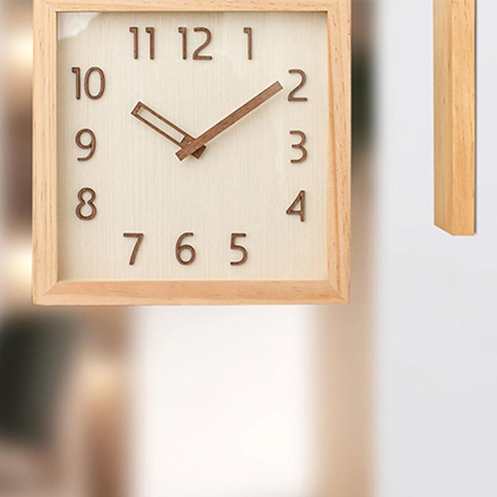 Wall Clock Simple Silent   Double Sided Clock Wooden Decorative Corner Clock for Living Room Household