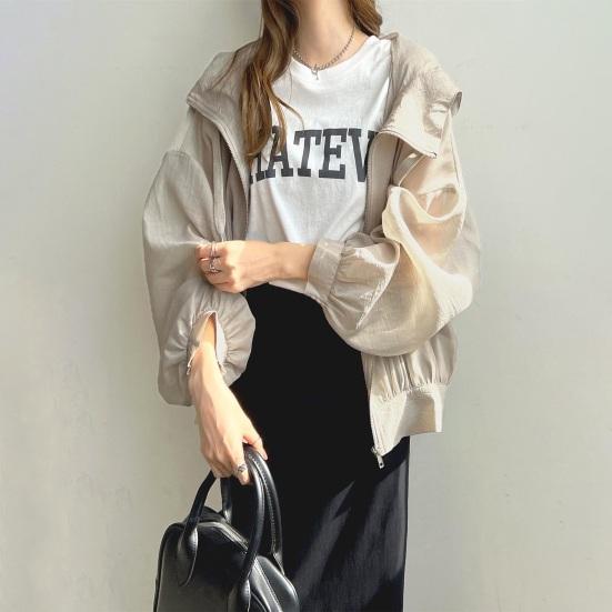Leichte Sonnenjacke für Damen mit durchgehendem Reißverschluss, Sonnenschutz-Shirts mit langen Ärmeln, Trainings-Hoodie-Jacken mit Taschen