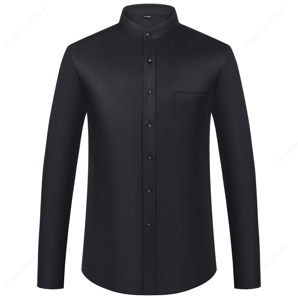 

Мужская рубашка с длинным рукавом, воротником-стойкой, накладным карманом на груди, классические рубашки для деловых мероприятий 40 чёрный