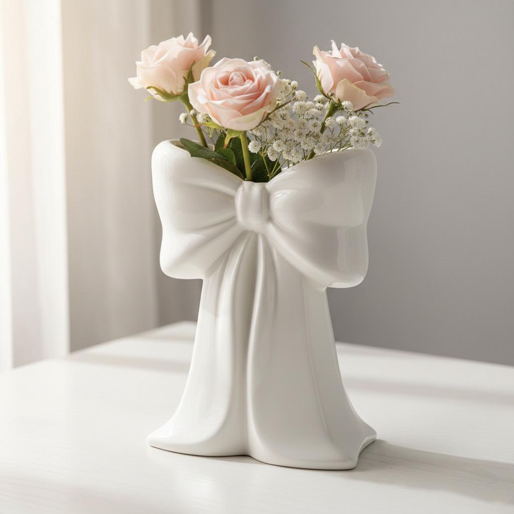 Kreative Keramikvase mit Schleifenknoten-Design für die Heimdekoration