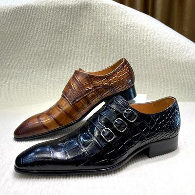 Herren Winter Echtleder Business Schuhe Schnürschuhe Formelle Oxfords mit Schnalle für Hochzeit Geschäft Büro Schwarz/Braun