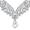 1 Set Orecchini Collana Sposa Strass Cristallo Finto Gioielli Collana Girocollo Regolabile Vuota