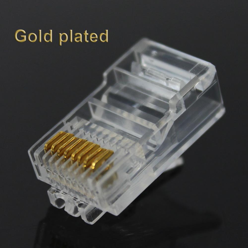 20/50/100PCS RJ45 Ethernet Connector Cables Module Plug Network RJ-45 Lan Crystal Heads Cat5 Cat5e Gold Plated Network Cable