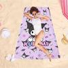 1pc Sanrio Kuromi Light Purple Beach Towel Polyester 2D Flat Quick Dry Soft Lightweight Gift for Swimming Camping Surfing Uni