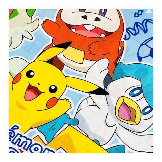 MORIPiLO Children's Pillow Low Pokemon Pikachu Sports Time Blue Approx. 28x39cm Skin-friendly 100% Cotton Fabric Washable with Cover Stuffed Toy