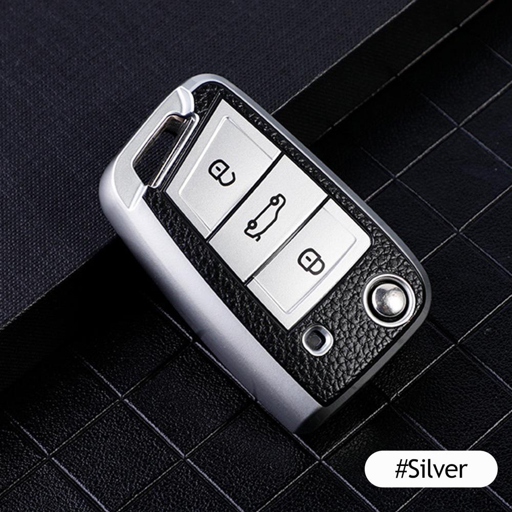 Leather Car Key Case Keys Full Cover Protection Shell Bag for VW Volkswagen Polo Tiguan Passat Golf Jetta Lavida Skoda