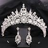 DIEZI Elegante Tiara de Cristal con Hojas Verdes Azules Rojas de Lujo para Mujer Boda Fiesta Vestido Elegante Reina Novia Novia Corona de Pedrería