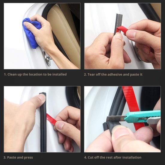 1 Roll Car Door Sealing Strip Noise Reduction Windproof Water-Resistant Self Adhesive Strong Stickiness Easy To Install Auto Door Rubber Seal Strip