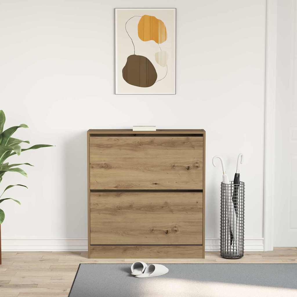 Shoe Cabinet Smoked Oak 80 x 21 x 87.5 cm Engineered Wood